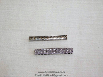 CZ Silver Plated Cubic Zirconia Bar Link Connector Slide Bead Bracelet Necklace Pendant DIY Jewelry Supplies AGGSM91 - A Girls Gems